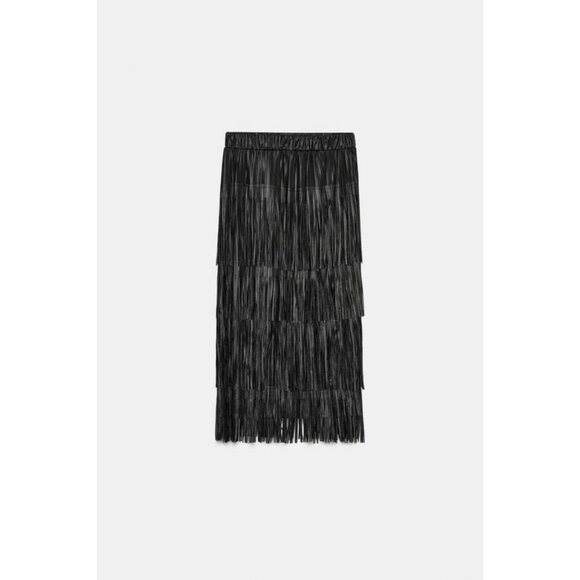 ZARA FRINGED MIDI SKIRT - Picture 6 of 8